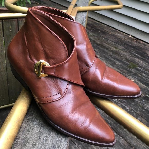 VINTAGE ETIENNE AIGNER BROWN MONK STRAP ANKLE BOOTS SZ 7.5 - Picture 5 of 16